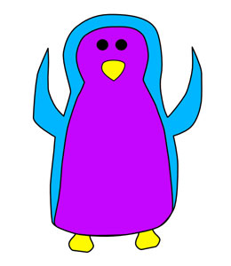 This is Serena the penguin with both her flippers up in the air.